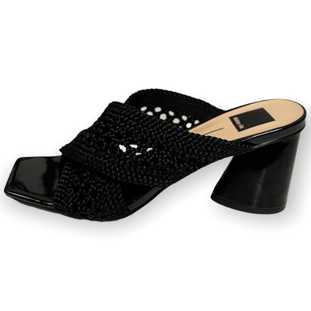 Dolce Vita Black Woven Heeled Mules